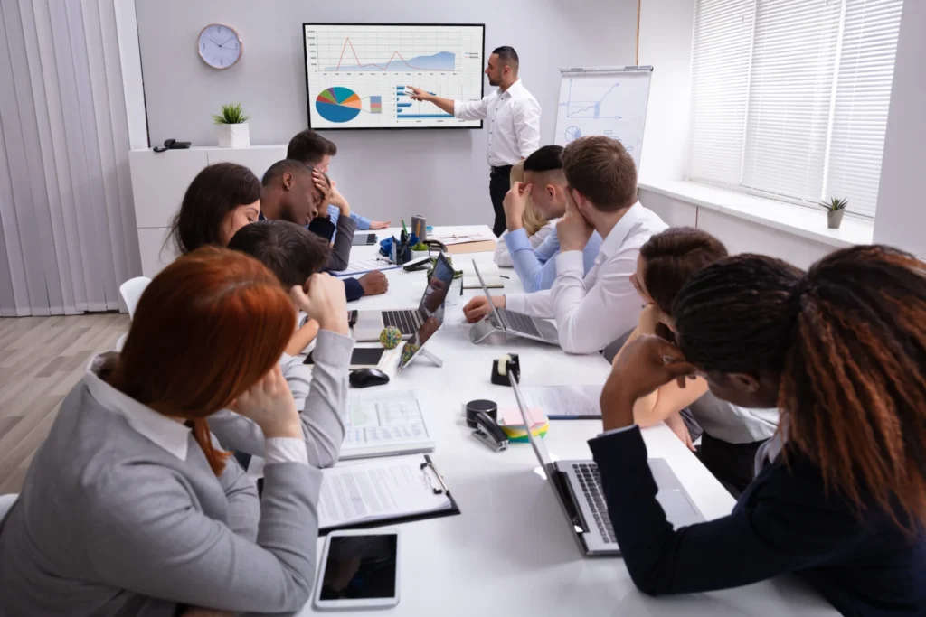 A group of disengaged employees sit in on formal training programs 