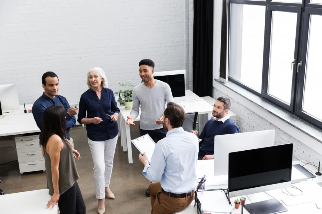 A team discusses organisational strategy.